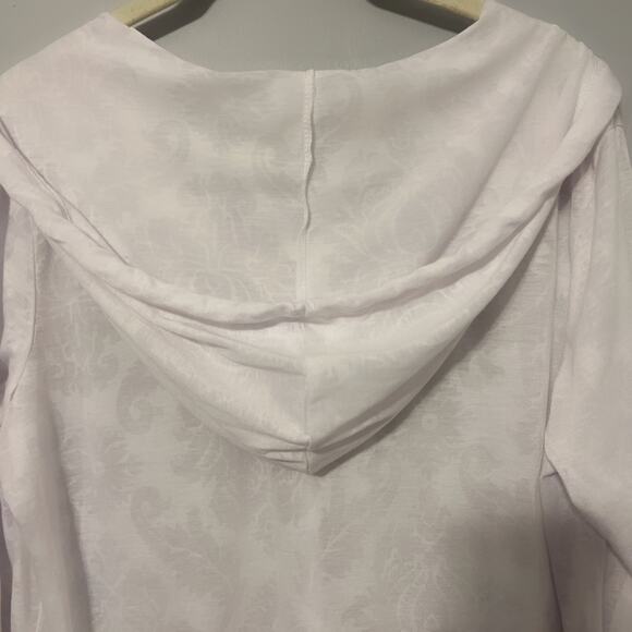 Soma Live Loungewear White Pull On Hooded Long Sleeve Shirt Lightweight Large - Picture 4 of 8